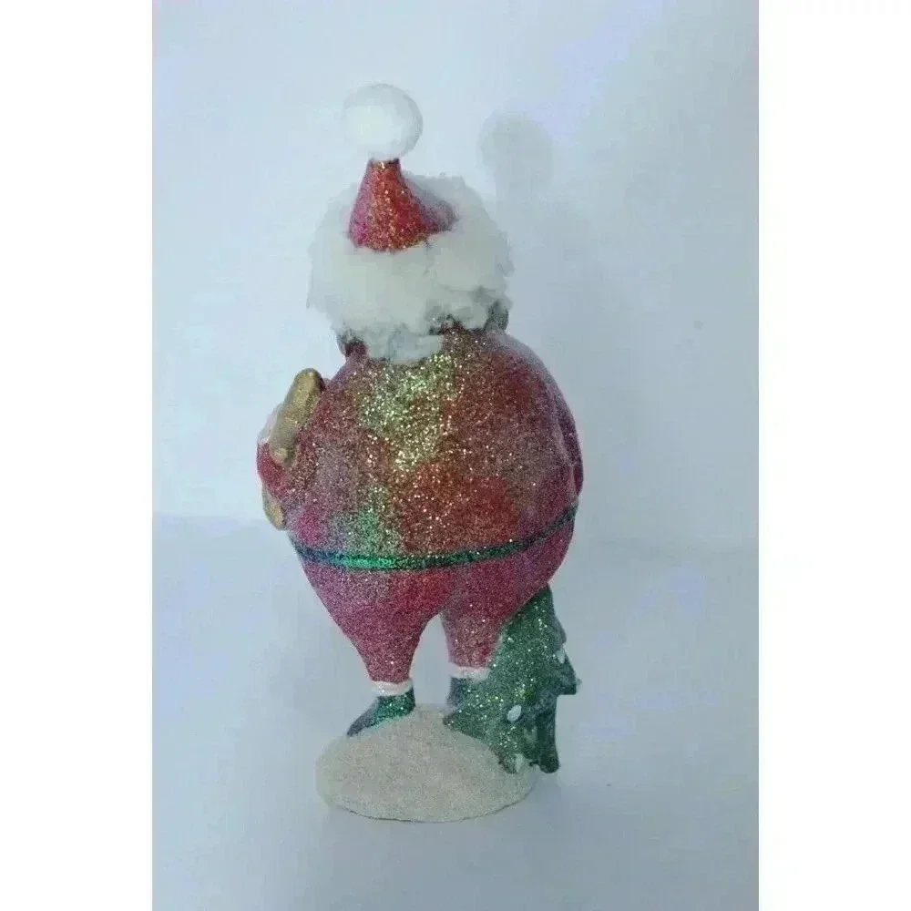 Roman Inc. Santa w/ Star‎ & Tree Glitter Whimsical Distressed BOHO 11 inches NWT